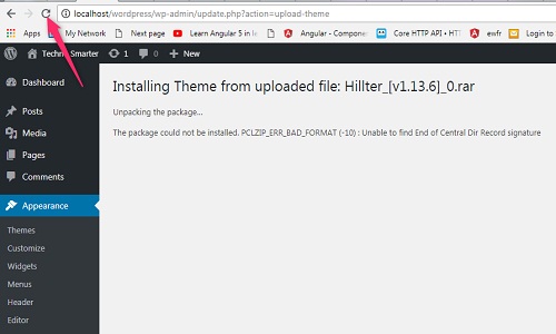 The package could not be installed solved by exmple 
